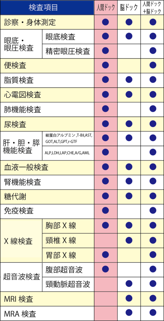 検査項目表